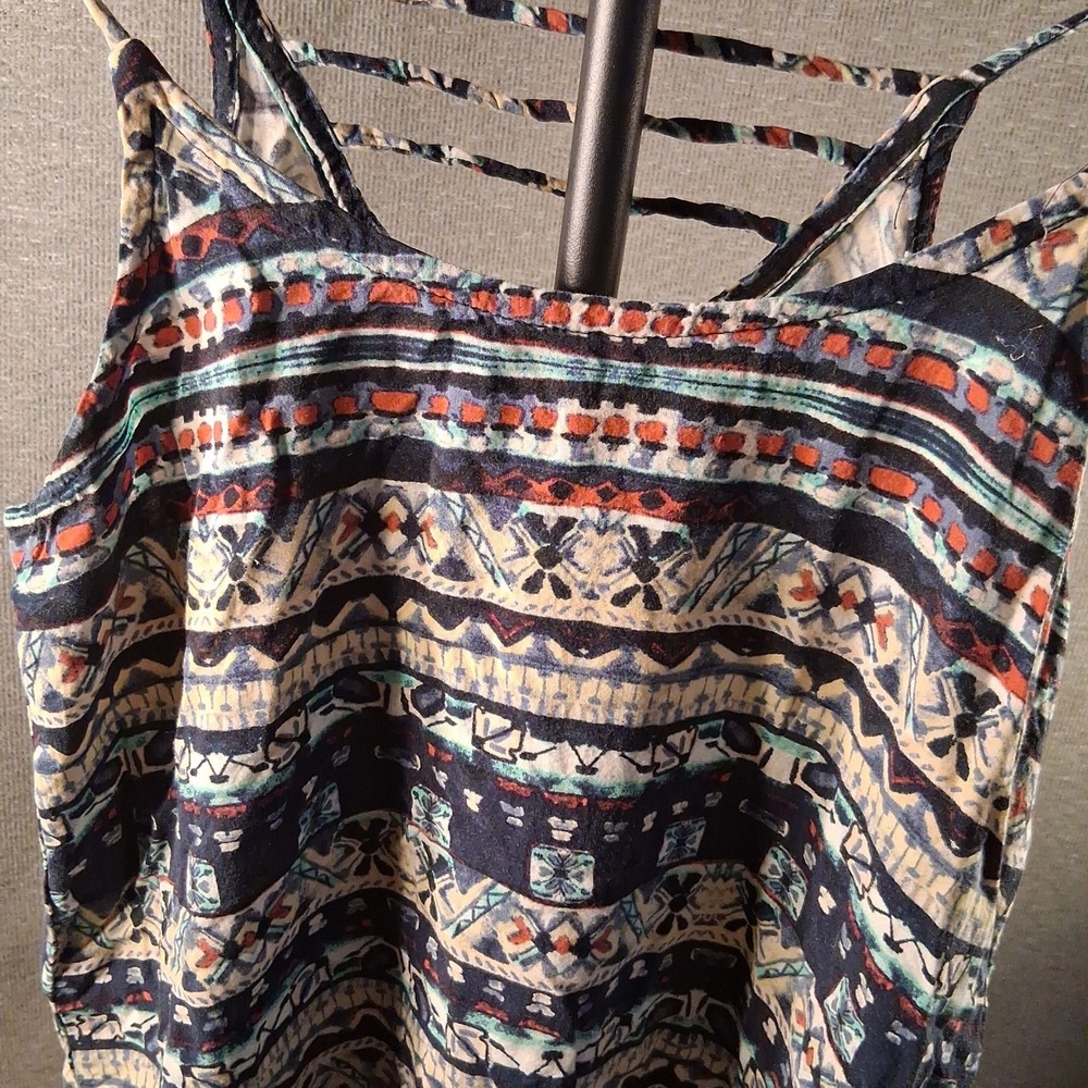Mason + Mackenzie Tribal Print Cami Top Size M Strappy Rayon Multi-Color Tank